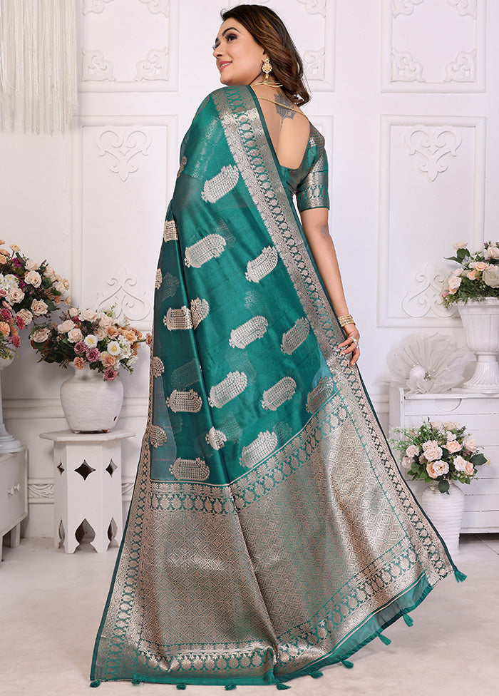 Rama Organza Saree With Blouse Piece