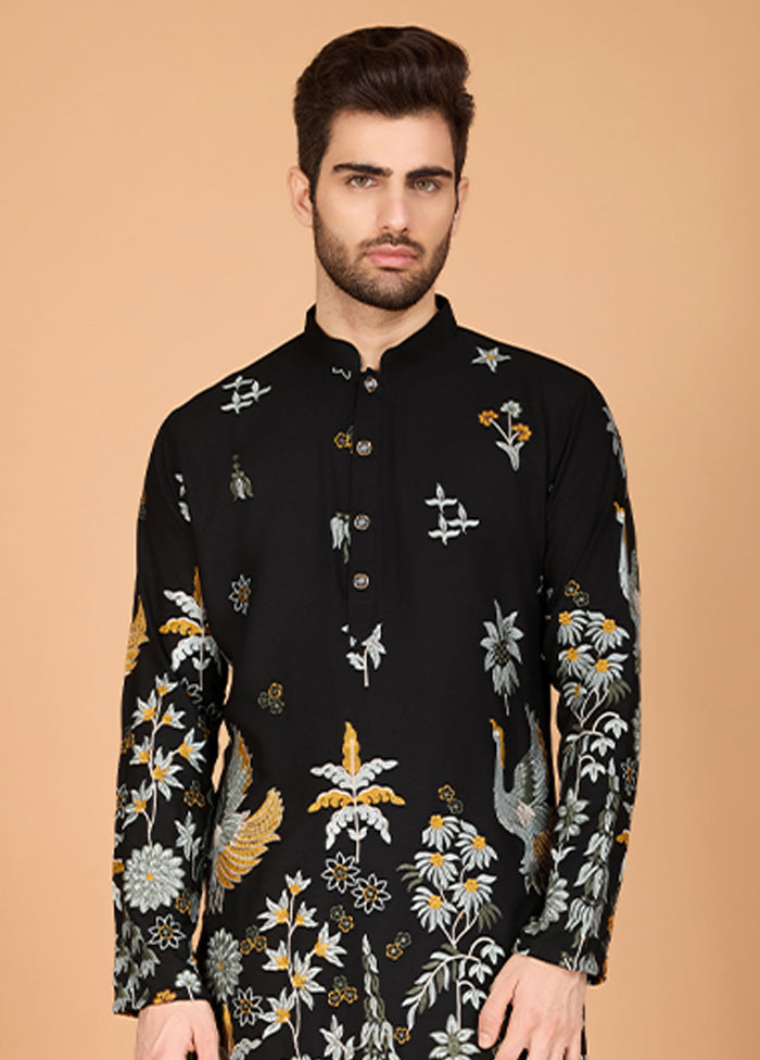 Black Viscose Kurta