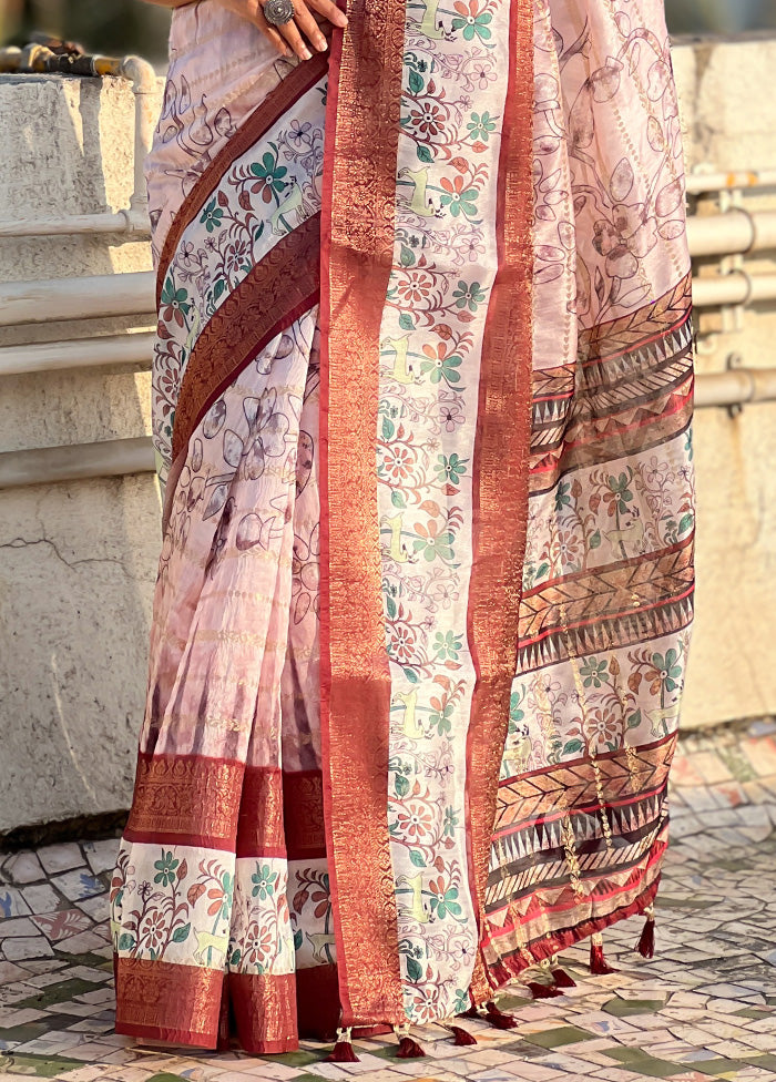 Maroon Chanderi Silk Saree With Blouse Piece