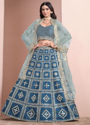 3 Pc Firoza Silk Semi Stitched Lehenga Set