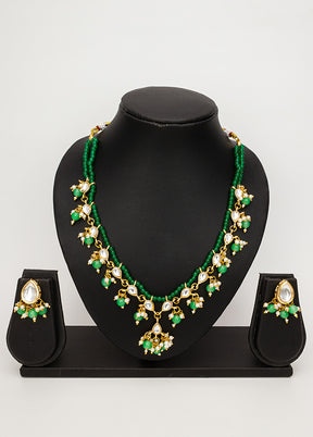 Green Brass Kundan Stone Work Necklace