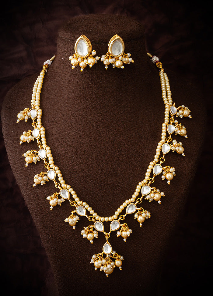 White Brass Kundan Stone Work Necklace