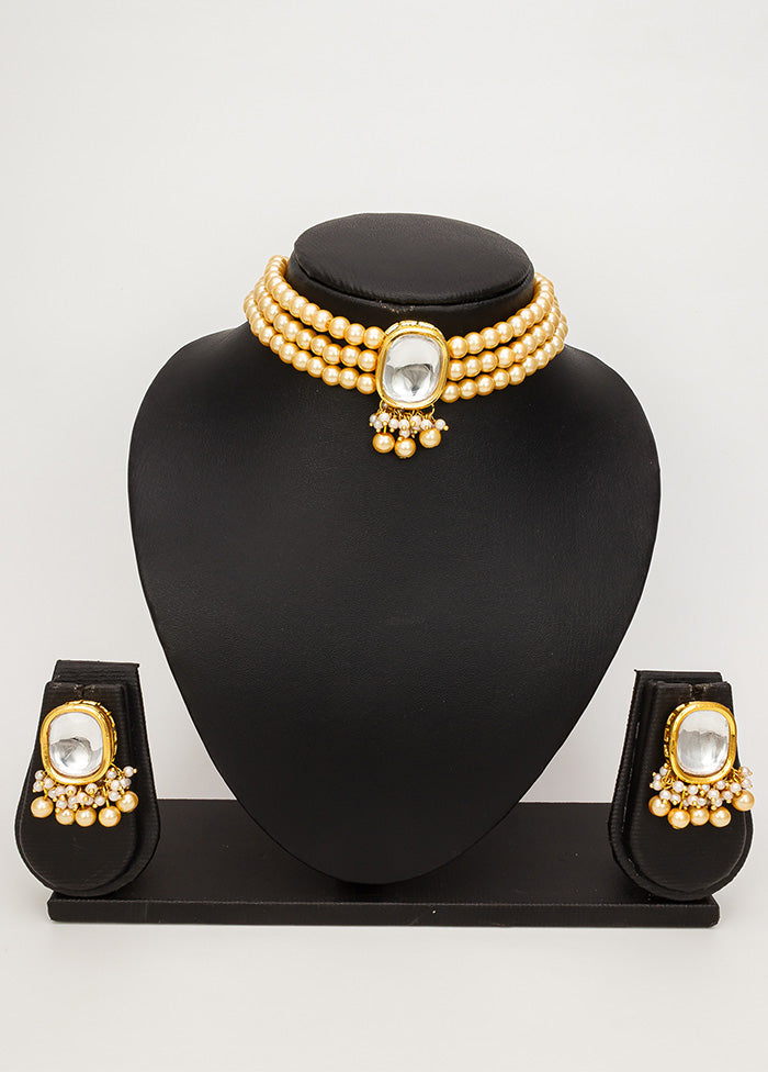 Golden Pearl Kundan Stone Work Necklace