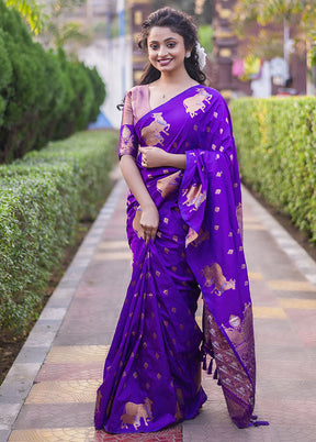 Lavender Spun Silk Saree With Blouse Piece