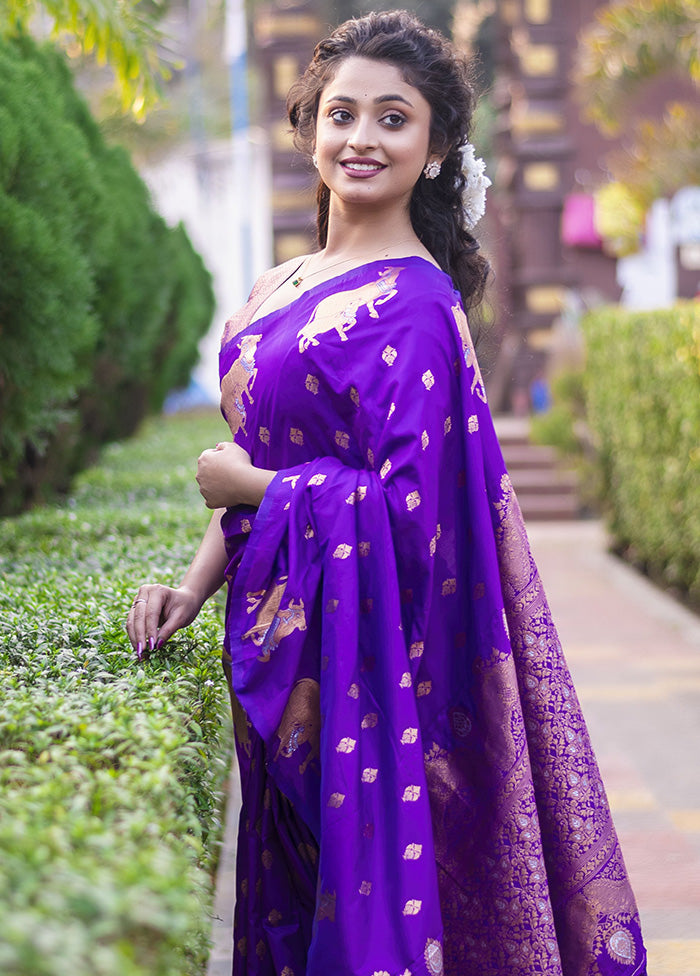 Lavender Spun Silk Saree With Blouse Piece