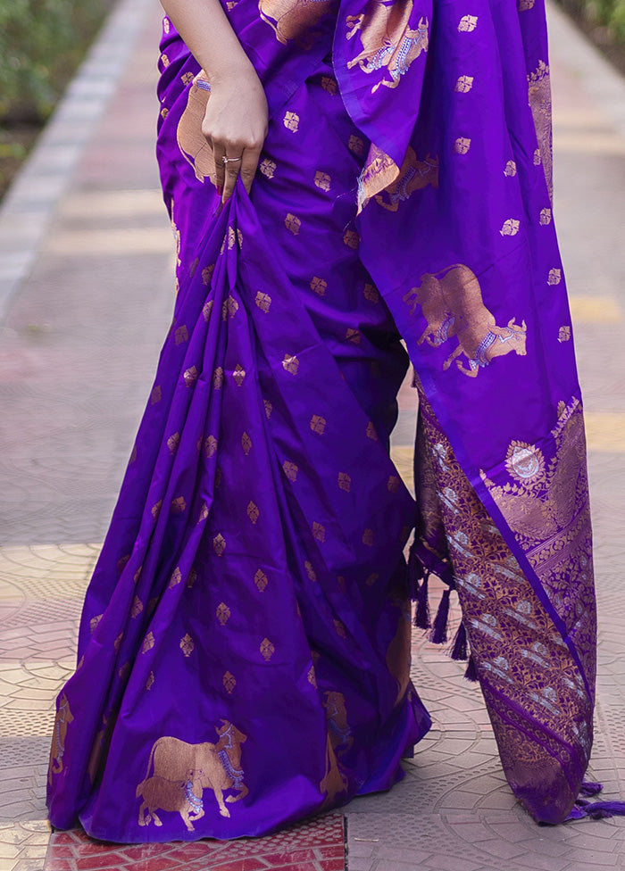 Lavender Spun Silk Saree With Blouse Piece