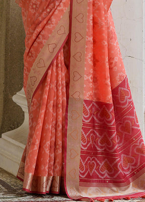 Rust Spun Silk Saree With Blouse Piece