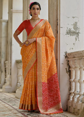 Mustard Spun Silk Saree With Blouse Piece