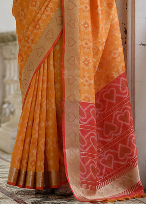 Mustard Spun Silk Saree With Blouse Piece