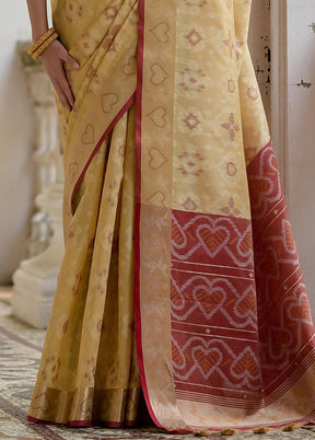 Beige Spun Silk Saree With Blouse Piece