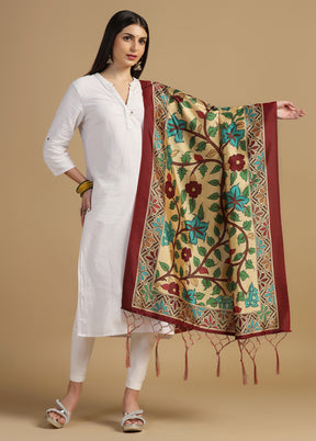 Yellow Banarasi Silk Dupatta