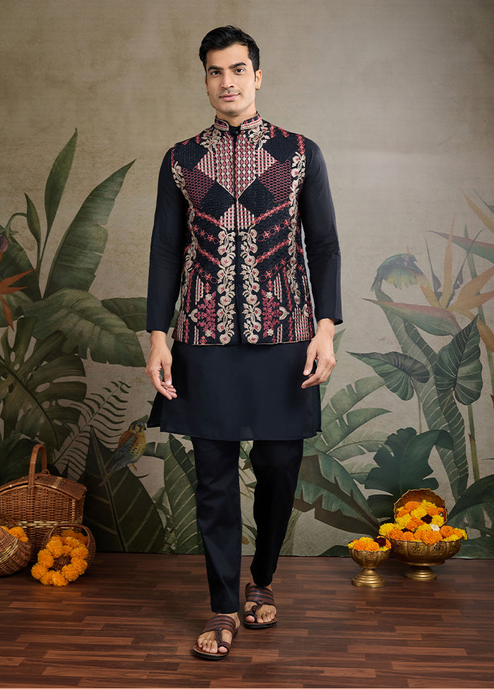 Black Viscose Kurta With Jacket