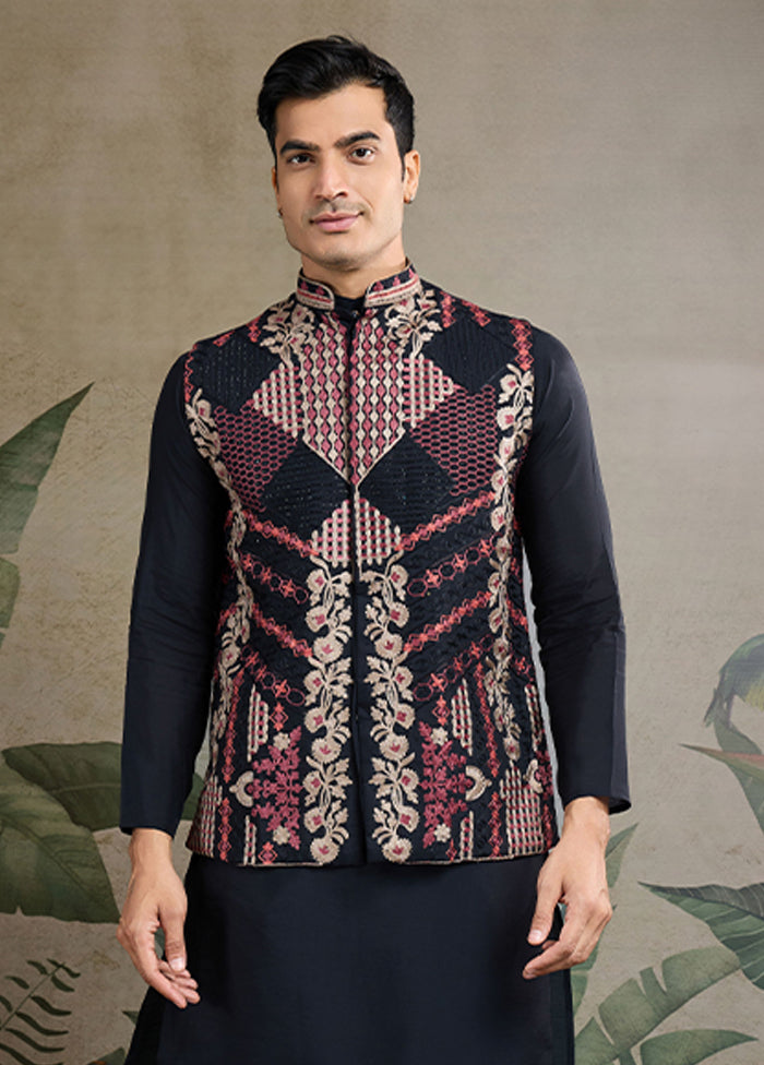 Black Viscose Kurta With Jacket