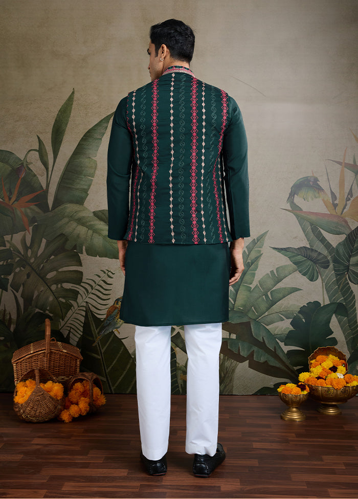 Green Viscose Kurta With Jacket