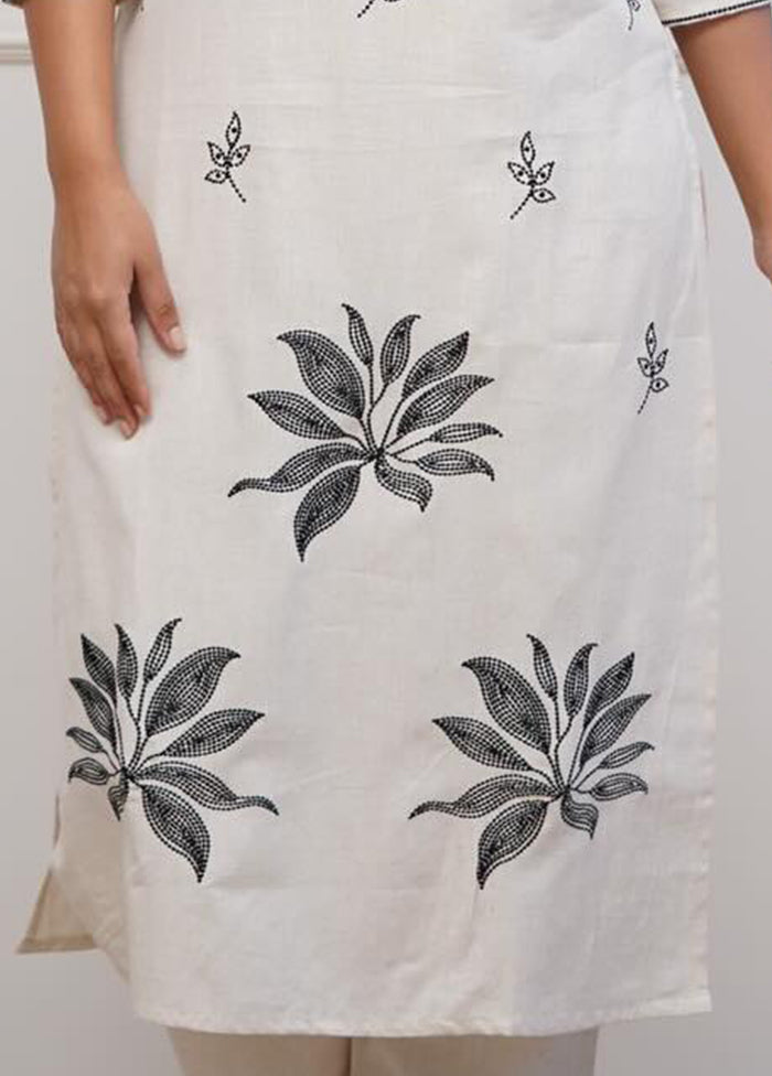 2 Pc White Readymade Viscose Kurti Set