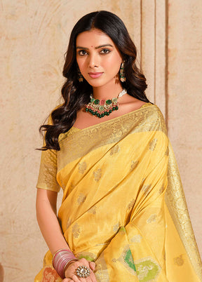 Yellow Spun Silk Saree With Blouse Piece