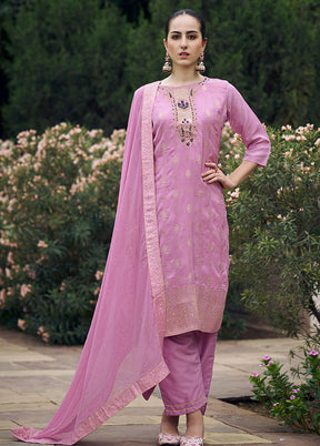 3 Pc Lavender Readymade Viscose Dupatta Suit Set
