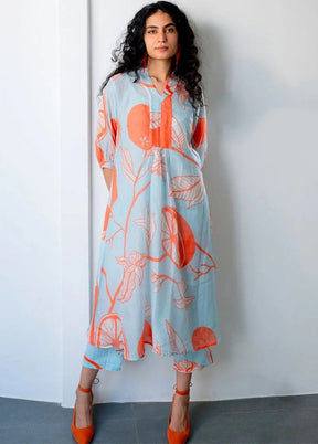 2 Pc Sky Blue Readymade Viscose Kurti Set