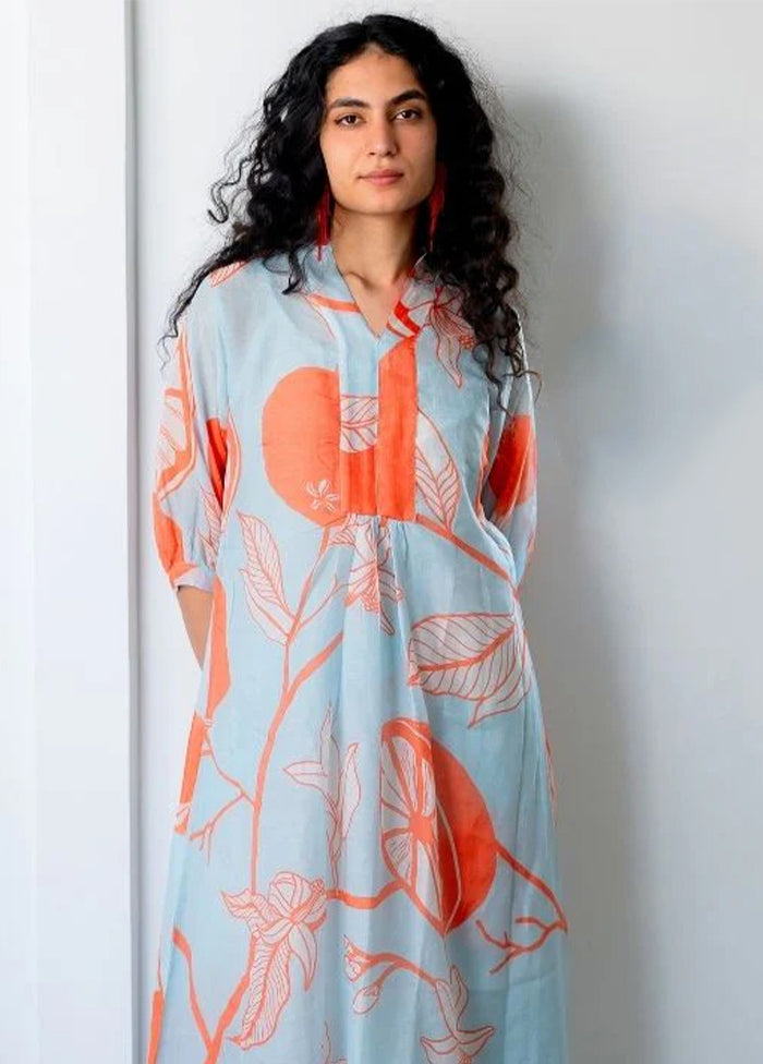 2 Pc Sky Blue Readymade Viscose Kurti Set