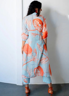 2 Pc Sky Blue Readymade Viscose Kurti Set