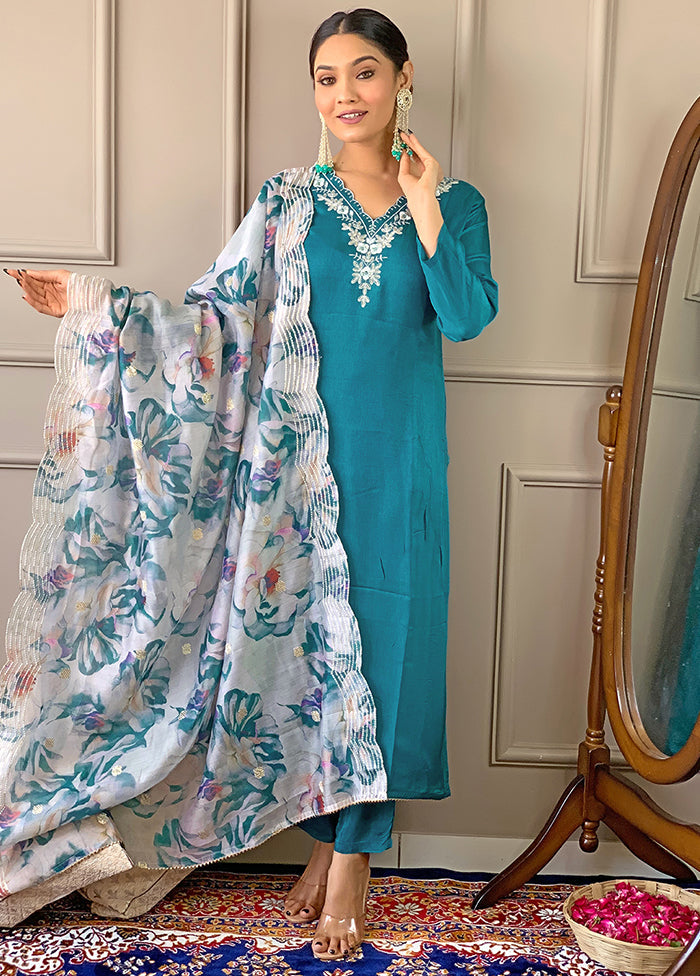 3 Pc Rama Readymade Viscose Dupatta Suit Set
