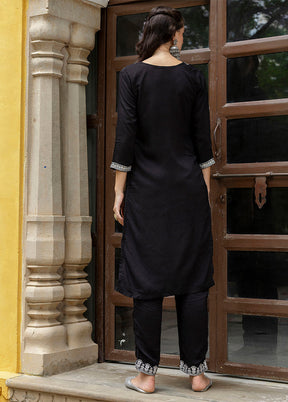 3 Pc Black Readymade Viscose Dupatta Suit Set