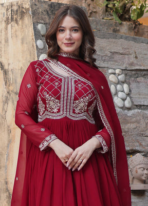 Maroon Readymade Georgette Indian Dress