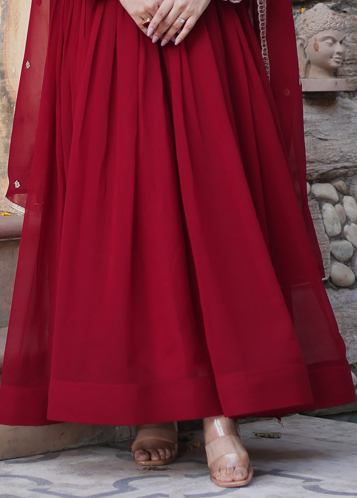 Maroon Readymade Georgette Indian Dress