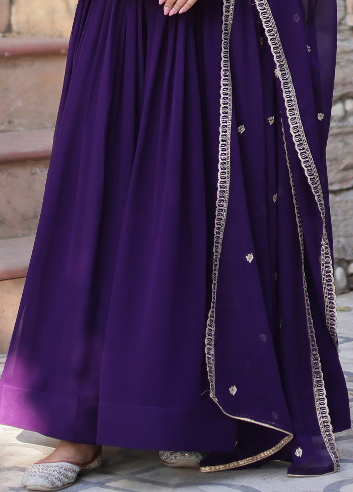 Purple Readymade Georgette Indian Dress