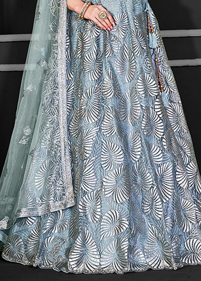 Grey Net Lehenga Set