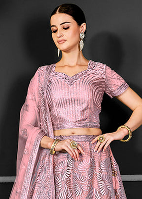 Pink Net Lehenga Set