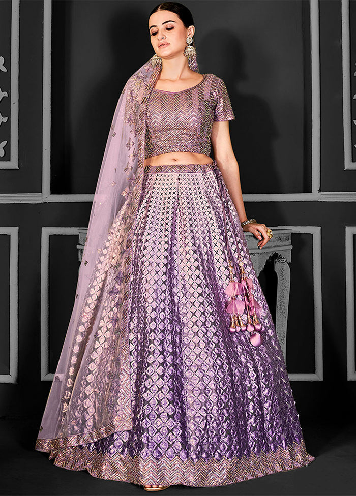 Lavender Net Lehenga Set
