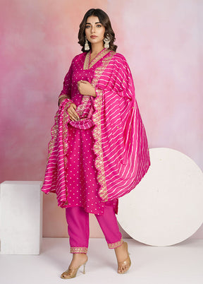 3 Pc Pink Silk Suit Set