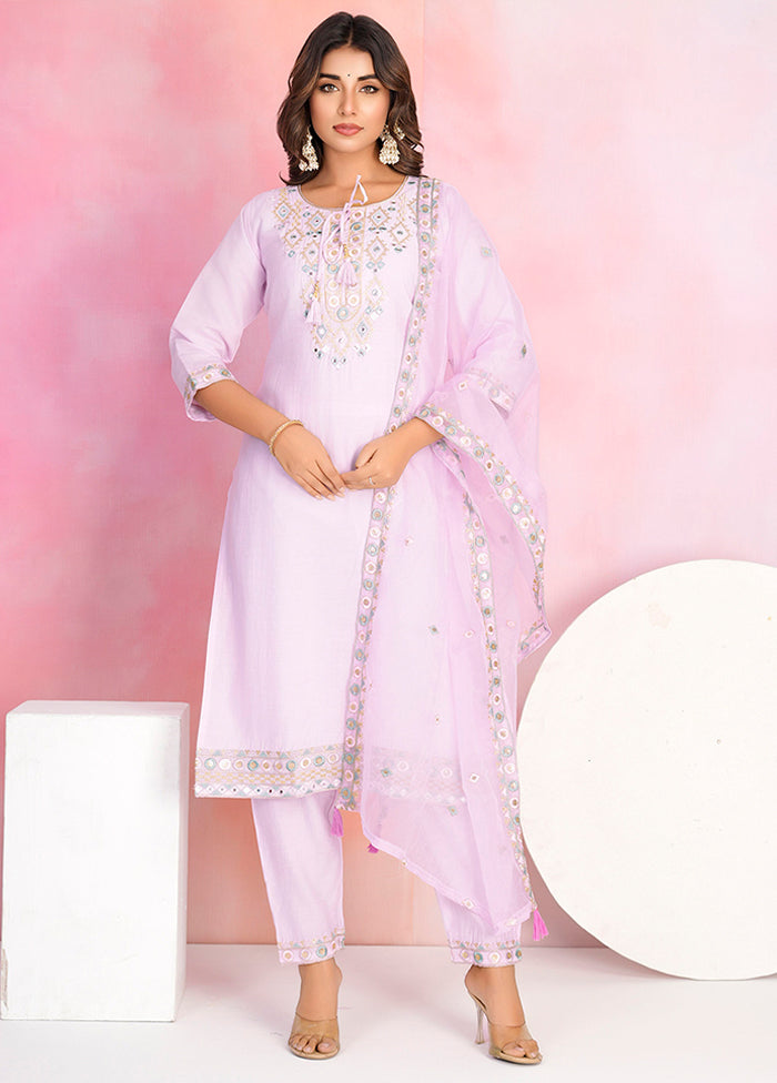 3 Pc Pink Silk Suit Set