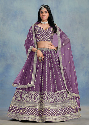 Purple Blended Silk Lehenga Set