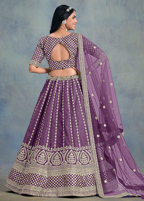 Purple Blended Silk Lehenga Set