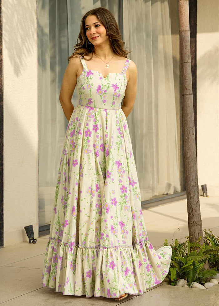 Off White Readymade Rayon Gown