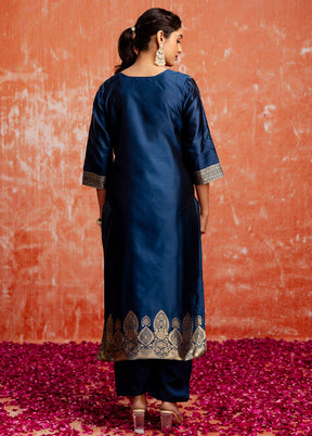 3 Pc Teal Readymade Cotton Dupatta Suit Set