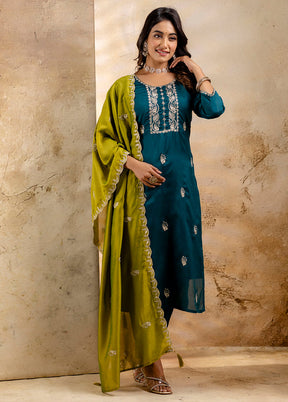 3 Pc Rama Readymade Silk Dupatta Suit Set