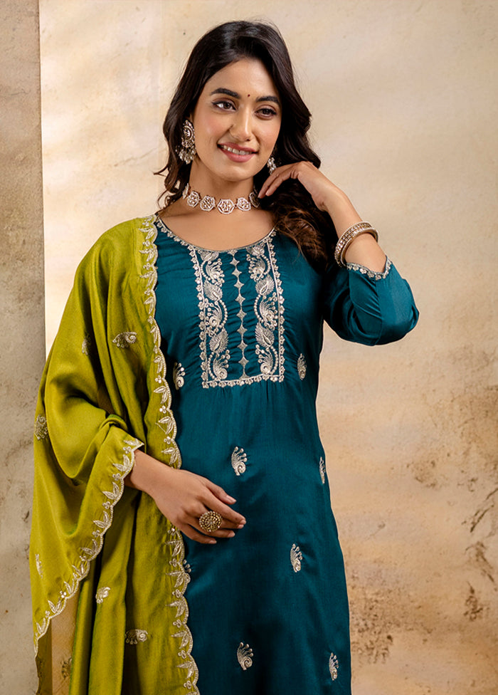 3 Pc Rama Readymade Silk Dupatta Suit Set