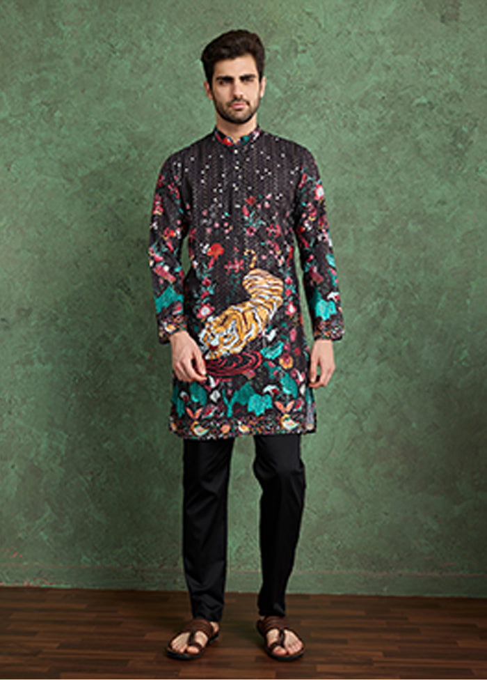 Black Silk Kurta