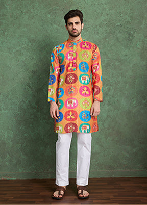 Orange Silk Kurta