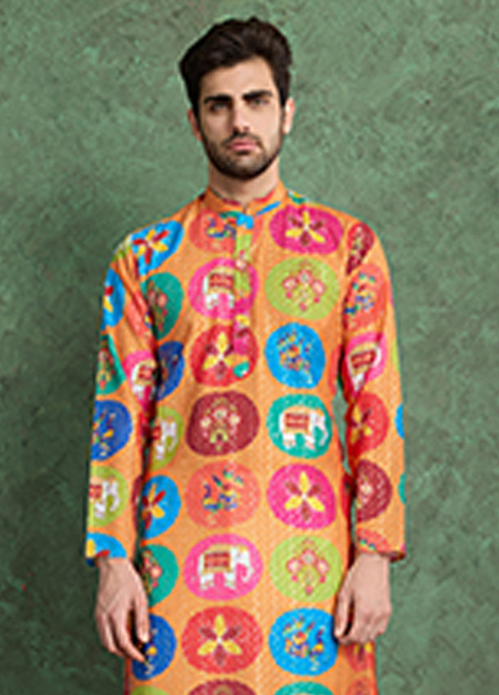 Orange Silk Kurta