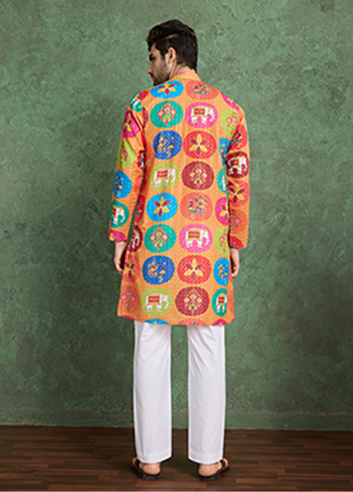 Orange Silk Kurta