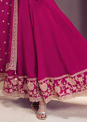3 Pc Pink Silk Anarkali Suit Set