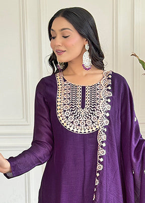 3 Pc Wine Silk Suit Set