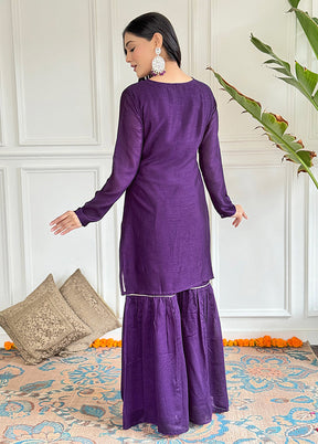 3 Pc Wine Silk Suit Set