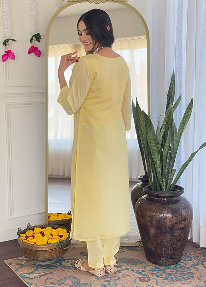3 Pc Yellow Silk Suit Set