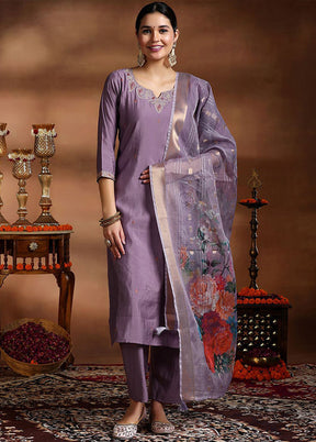 3 Pc Purple Silk Suit Set