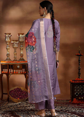 3 Pc Purple Silk Suit Set